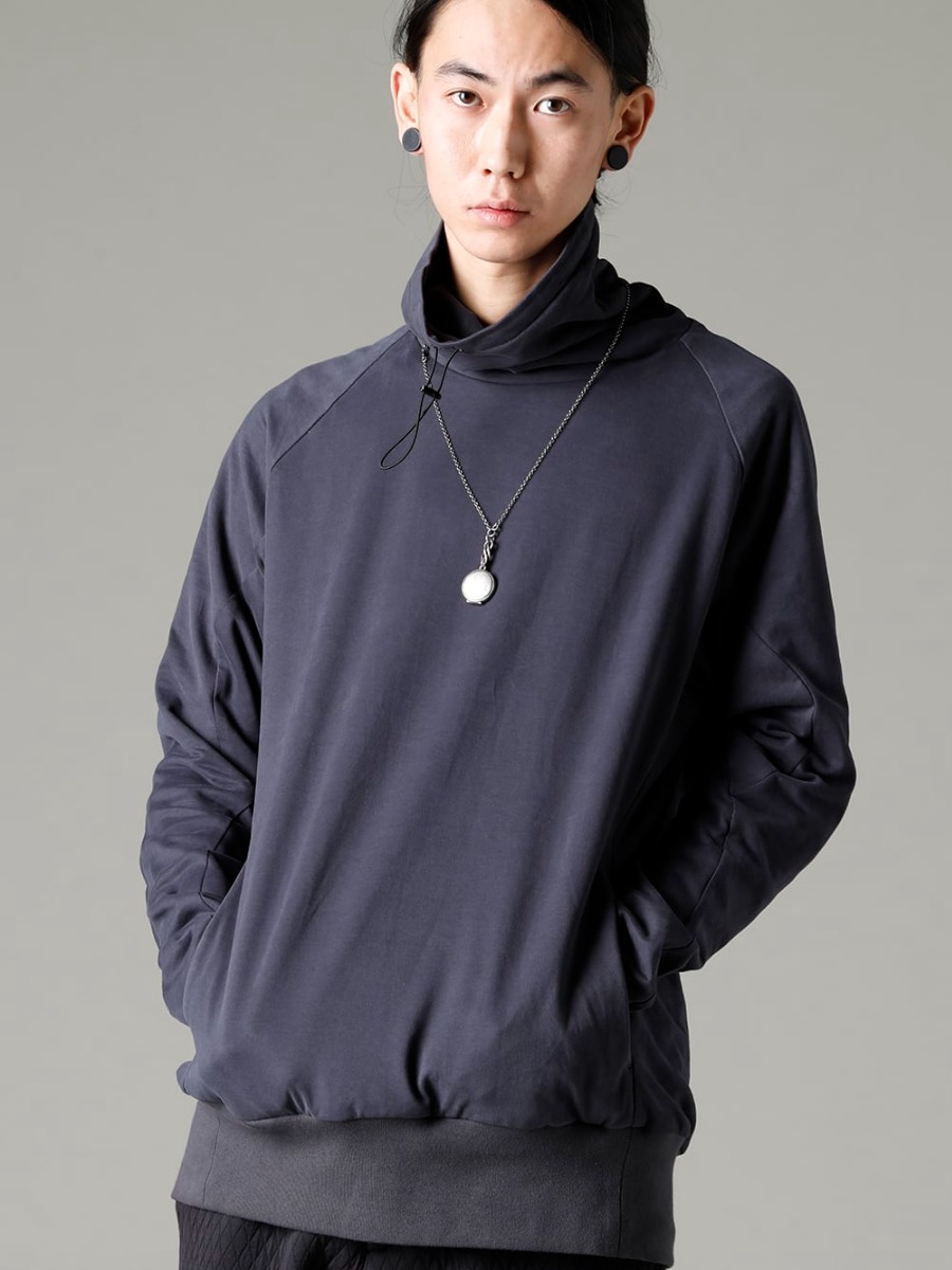 DEVOA 23SS Fabrics with a focus on softness and comfort - M3841 Necklace Medallion - FJF-AGMH-Blue-Gray Hight neck pullover cotton jersey Blue Gray 3-001