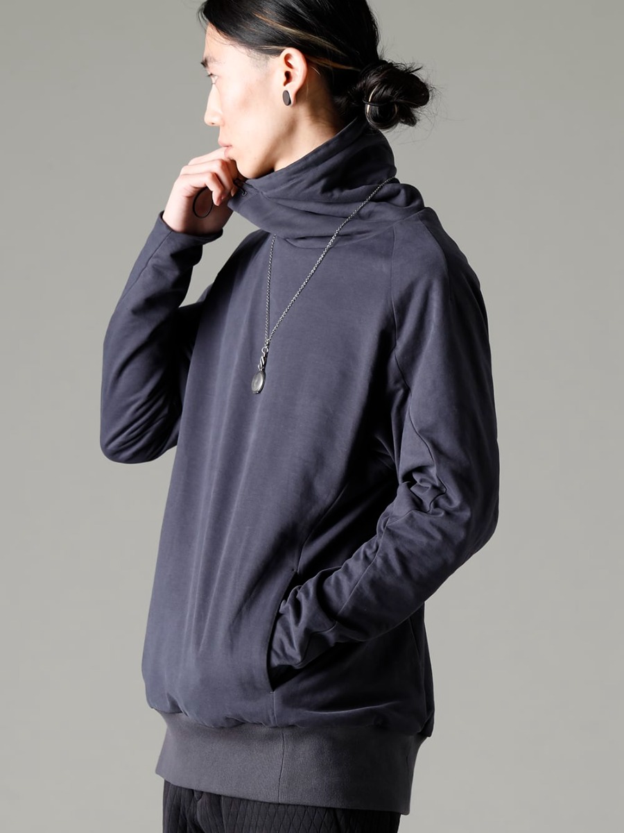 DEVOA 23SS Fabrics with a focus on softness and comfort - M3841 Necklace Medallion - FJF-AGMH-Blue-Gray Hight neck pullover cotton jersey Blue Gray 3-002