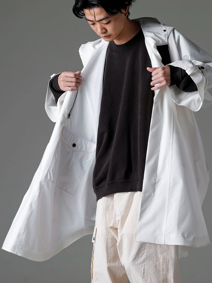 Norwegian Rain 23SS Inverted color style based on White with Black everywhere - Raincho-Unisex-SuperLightweight-White Raincho Unisex Super Lightweight White O15SW1-BLACK Crew Neck Sweatshirt Black 2-005