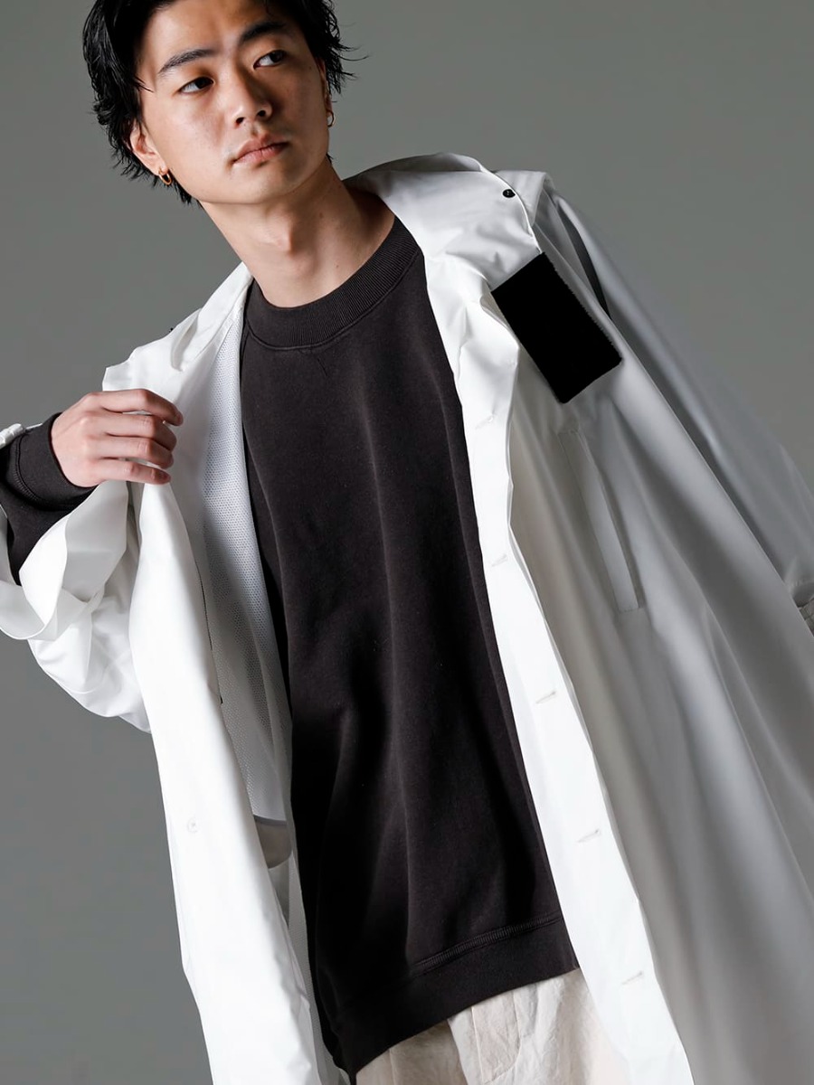 Norwegian Rain 23SS Inverted color style based on White with Black everywhere - Raincho-Unisex-SuperLightweight-White Raincho Unisex Super Lightweight White O15SW1-BLACK Crew Neck Sweatshirt Black 2-006