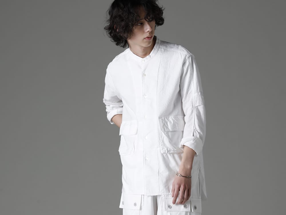 ザ ヴィリジアン / ワークスタッドミュンヘン 2023SS ホワイトカラーのシャツにジュエリーをプラスして春夏感を - VI-3578-02(刺繍入り クロース バンド カラーシャツ) M2211(ブレスレット クロスド) M2640-BA(バングルフックバンド) M2399-ROPE(BANGLE SIDE HOOK ROPE) - 2-001