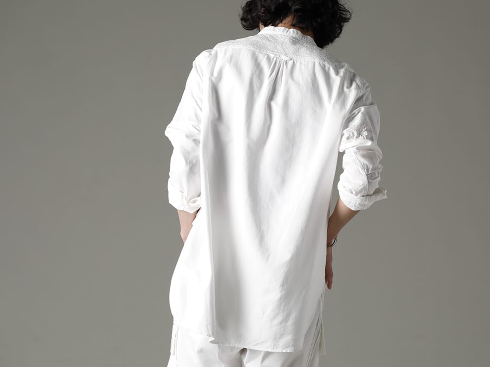 ザ ヴィリジアン 2023SS ホワイトカラーのシャツにジュエリーをプラスして春夏感を - VI-3578-02(刺繍入り クロース バンド カラーシャツ) - 2-003