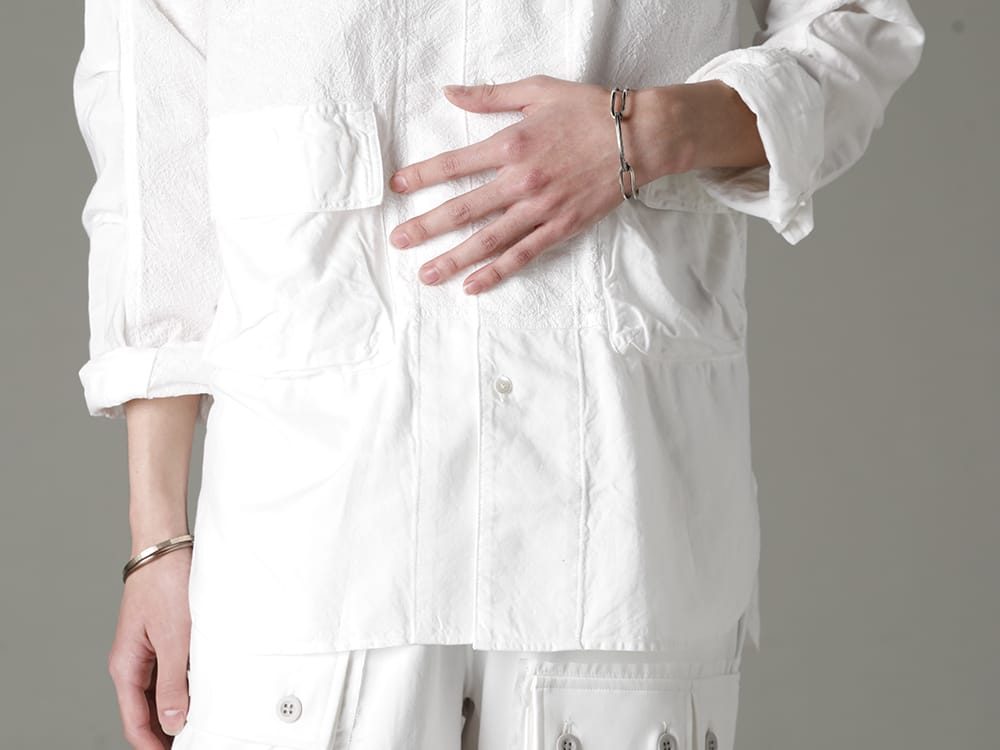 ザ ヴィリジアン / ワークスタッドミュンヘン 2023SS ホワイトカラーのシャツにジュエリーをプラスして春夏感を - VI-3578-02(刺繍入り クロース バンド カラーシャツ) M2211(ブレスレット クロスド) M2640-BA(バングルフックバンド) M2399-ROPE(BANGLE SIDE HOOK ROPE) - 2-005