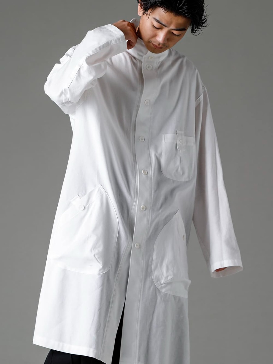 Yohji Yamamoto-Yohji Yamamoto 23SS (Spring-Summer) Shirtcoat made of cuddy cotton that goes well with any fabric - Image details (Styling details of the entire collection) HZ-B74-047-White-Shirtcoat Front Margin White 2-001