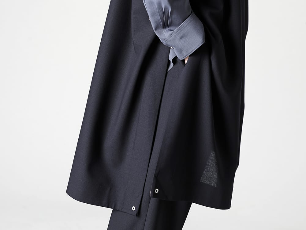 IRENISA - 2023SS A new super-oversized pullover item that looks like a 'square clothing'!  - IH-23SS-C016-MT - Pull Over Cape Cool Wool - IH-23SS-B006-DS - Ornamental Fly Front Shirt 2-004