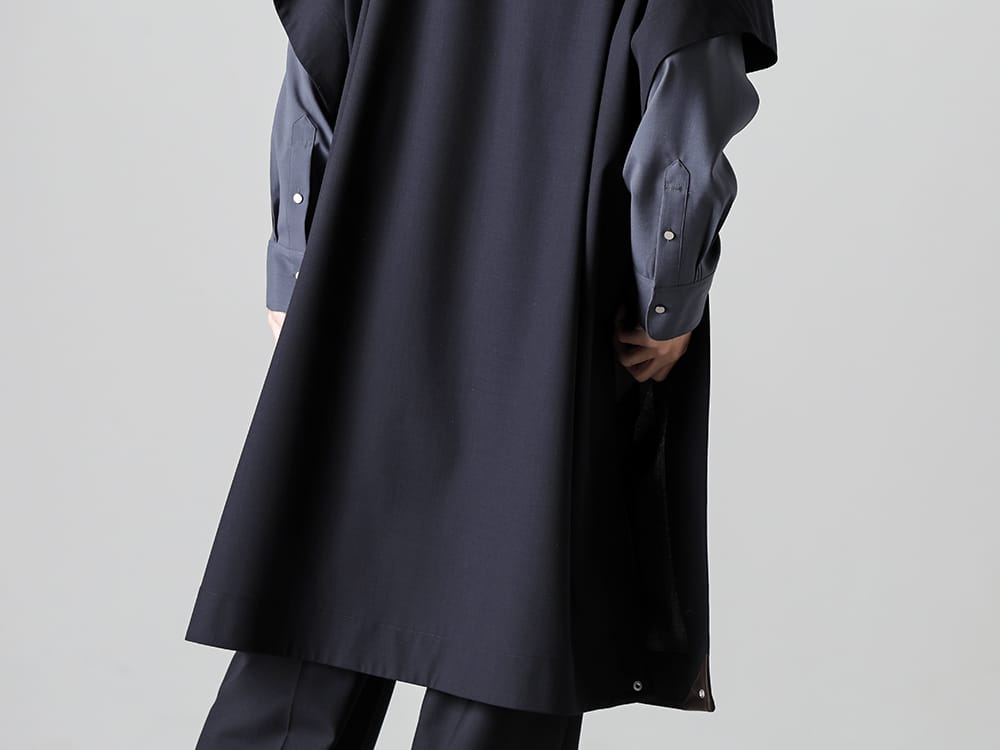 IRENISA - 2023SS A new super-oversized pullover item that looks like a 'square clothing'!  - IH-23SS-C016-MT - Pull Over Cape Cool Wool - IH-23SS-B006-DS - Ornamental Fly Front Shirt 2-006