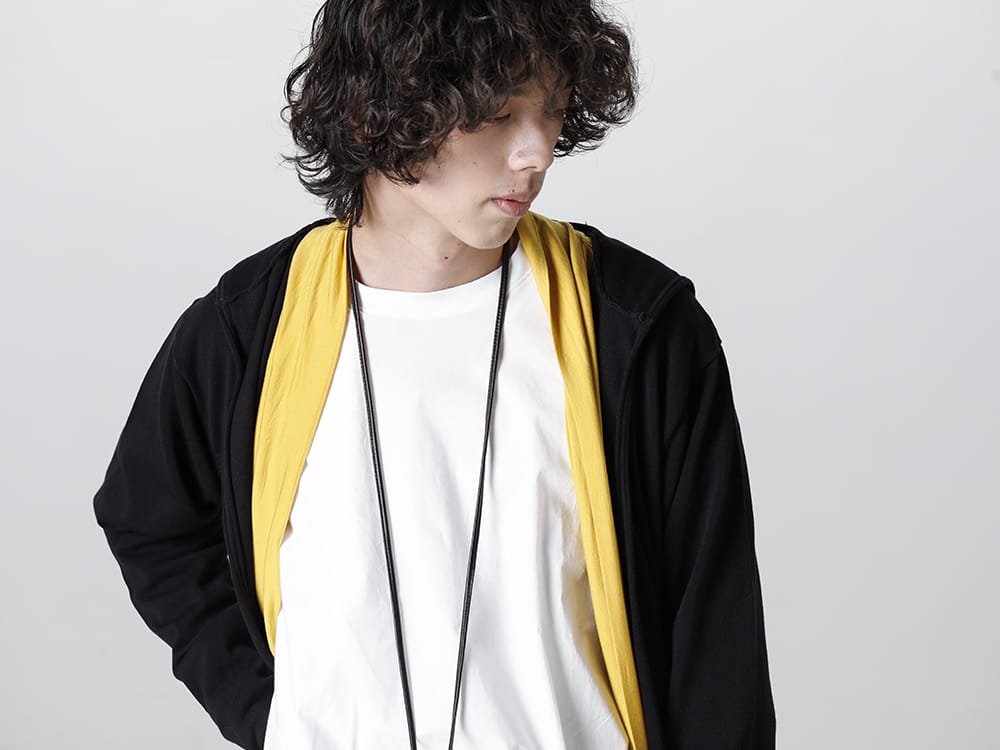 RIPVANWINKLE - リップヴァンウインクル 23SS ブラックとマスタードにホワイトカラーをミックスして清涼感をプラス  - RW-504-Knit Carde Hoodie - RW-502-Solid Jersey Carde Mustard - 183AWA06 S.Black-Leather wallet & card case 'empty-handed' S.Black 2-002