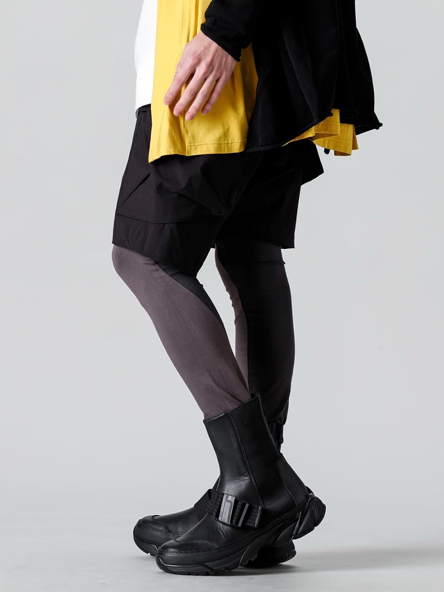 CIVILIZED - シヴィライズド 23SS ショートパンツとのレイヤードスタイルで変化をつけたブーティスタイル - CS-2511-Military Short Pants - RW-518-Bi-Color Leggins M.Gray × G.Gray - RW-521-Tactical Bootie 3-002