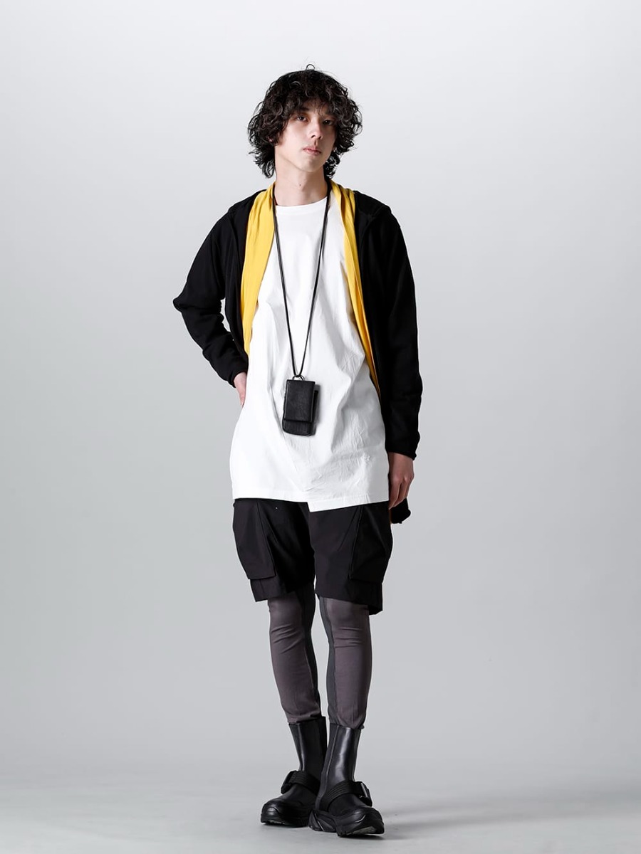 RIPVANWINKLE - リップヴァンウインクル 23SS ショートパンツとのレイヤードスタイルで変化をつけたブーティスタイル - RW-502-Solid Jersey Carde Mustard - RW-518-Bi-Color Leggins M.Gray × G.Gray - 183AWA06 S.Black-Leather wallet & card case 'empty-handed' S.Black  4-001