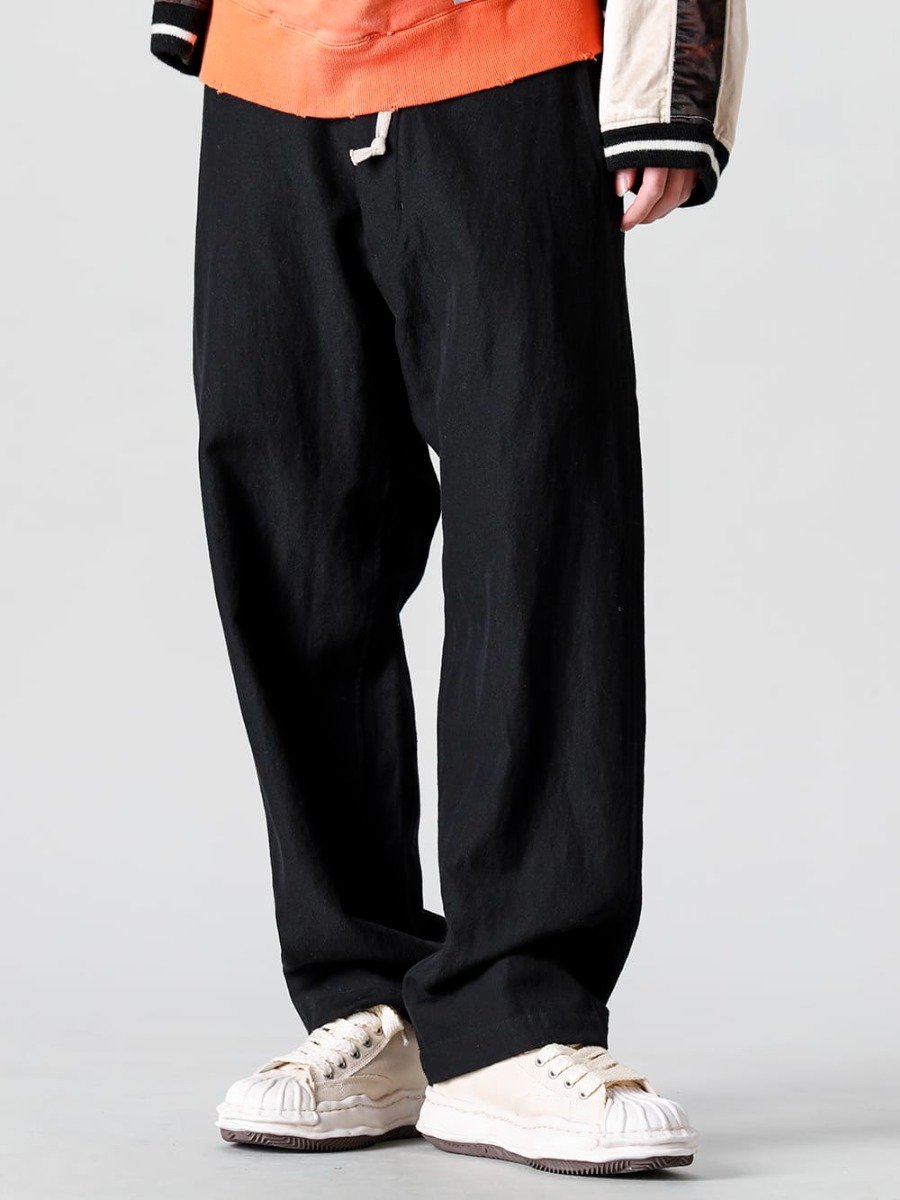 O PROJECT - オー プロジェクト 23SS 騙し絵(トロンプ・ルイユ)が特徴的なフーディー。 - 014TR1-CHINO TROUSERS Wool Flax Twill Black - A08FW709--BLAKEY High- Original STC sole over dyed canvas High-Top sneakers White 3-004