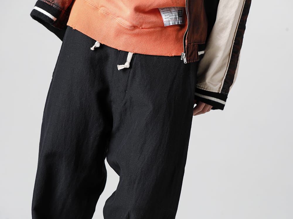 O PROJECT - オー プロジェクト 23SS 騙し絵(トロンプ・ルイユ)が特徴的なフーディー。 - Black - 014TR1-CHINO TROUSERS Wool Flax Twill Black 3-005