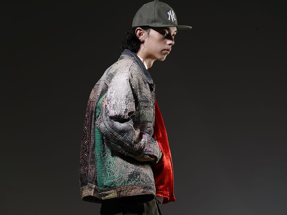 プロレタ リ アート / セントマイケル / ニュークリア 2023SS 膨大な作業量により完成されたこだわり抜かれた1点 - UROBOROS-DENIM-JACKET-MULCH-XL-22-23AW(デニムジャケット 2nd タイプ ビーズ付き) SM-S23-0000-070(ウエスタン シャツジャケット) NV_002-Vintage-Green(NVロゴ フロント アーミーコットンキャップ ヴィンテージグリーン) - 2-002