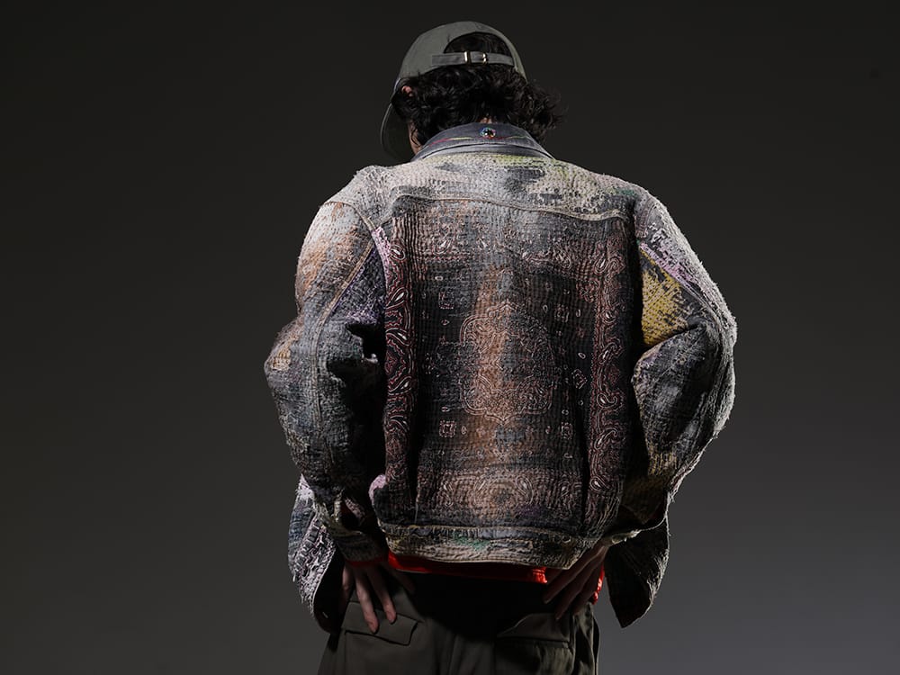 プロレタ リ アート 2023SS 膨大な作業量により完成されたこだわり抜かれた1点 - UROBOROS-DENIM-JACKET-MULCH-XL-22-23AW(デニムジャケット 2nd タイプ ビーズ付き) - 2-003