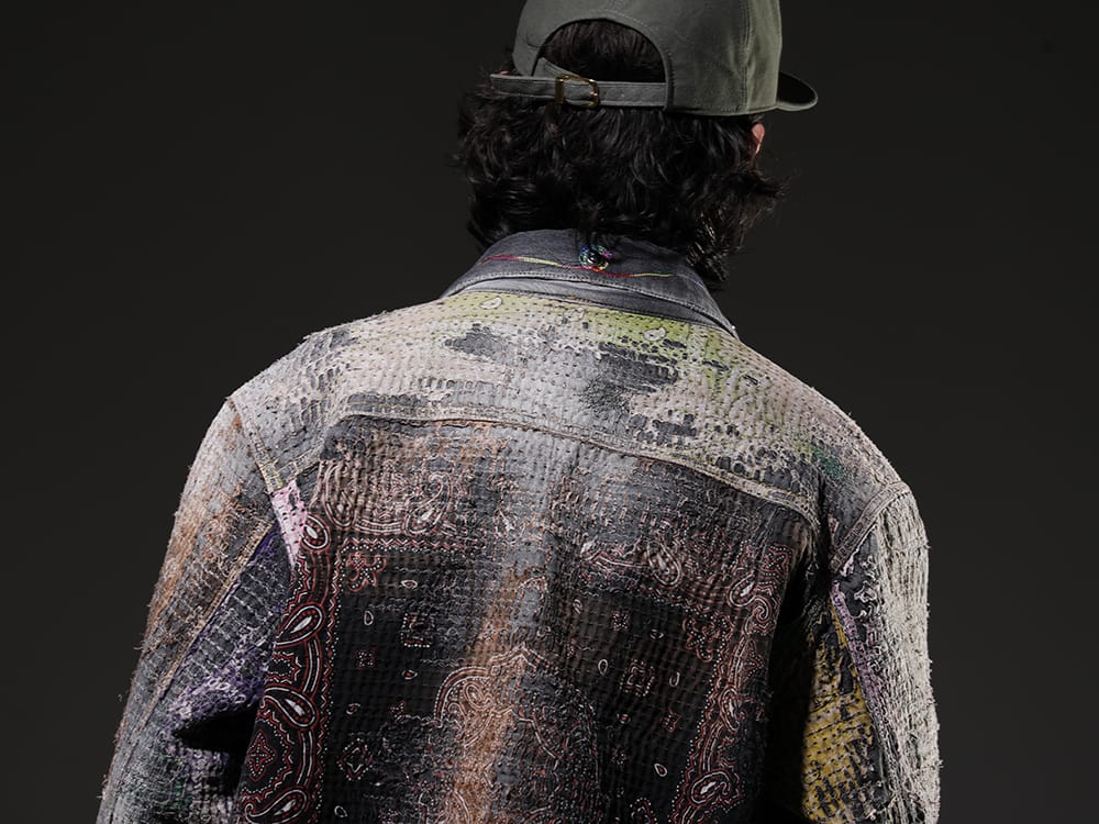 プロレタ リ アート 2023SS 膨大な作業量により完成されたこだわり抜かれた1点 - UROBOROS-DENIM-JACKET-MULCH-XL-22-23AW(デニムジャケット 2nd タイプ ビーズ付き) - 2-007