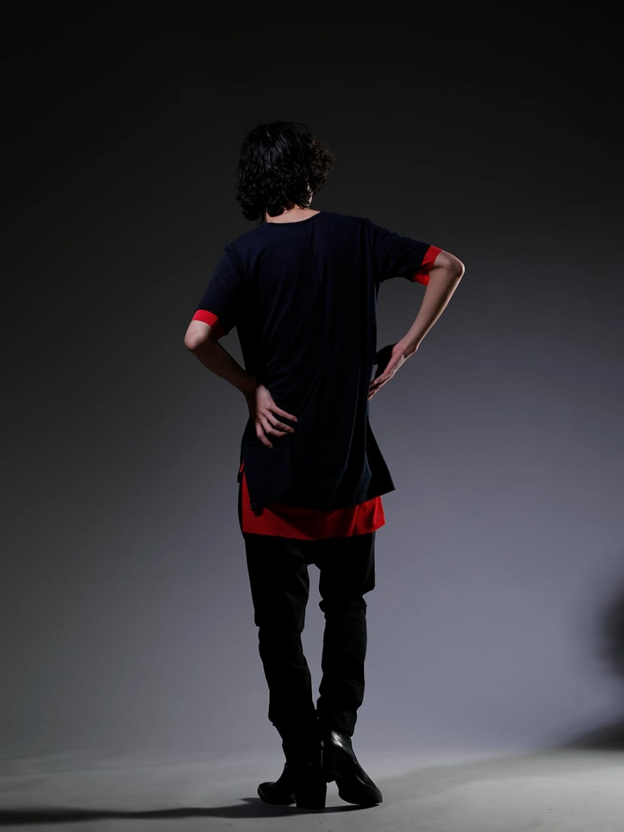 キリュウキリュウ / ザ ワンネス / ガラアーベント 2023SS - Mr.Children (ミスターチルドレン) 桜井さんが愛用のVネックカットソー - KP-HT33-056-Navy-Pink(Vネック レイヤード Tシャツ ネイビー&ピンク) OB-OHP07-901(リサイクルPE ダーツ サルエルパンツ) 87900912-Classic(GLENSON KIP BOOTS) - 1-009