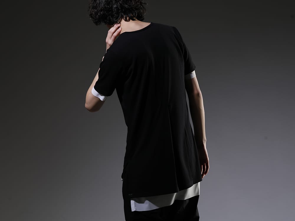 キリュウキリュウ 2023SS １枚の着用でレイヤード感を楽しんでいただけるカットソー - KP-HT33-056-Black-White(Vネック レイヤード Tシャツ ブラック&ホワイト) - 2-007