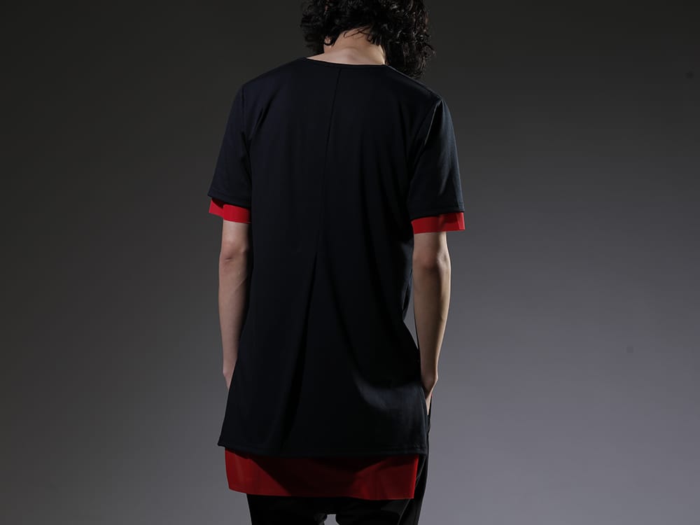 キリュウキリュウ 2023SS １枚の着用でレイヤード感を楽しんでいただけるカットソー - KP-HT33-056-Navy-Pink(Vネック レイヤード Tシャツ ネイビー&ピンク) - 2-011