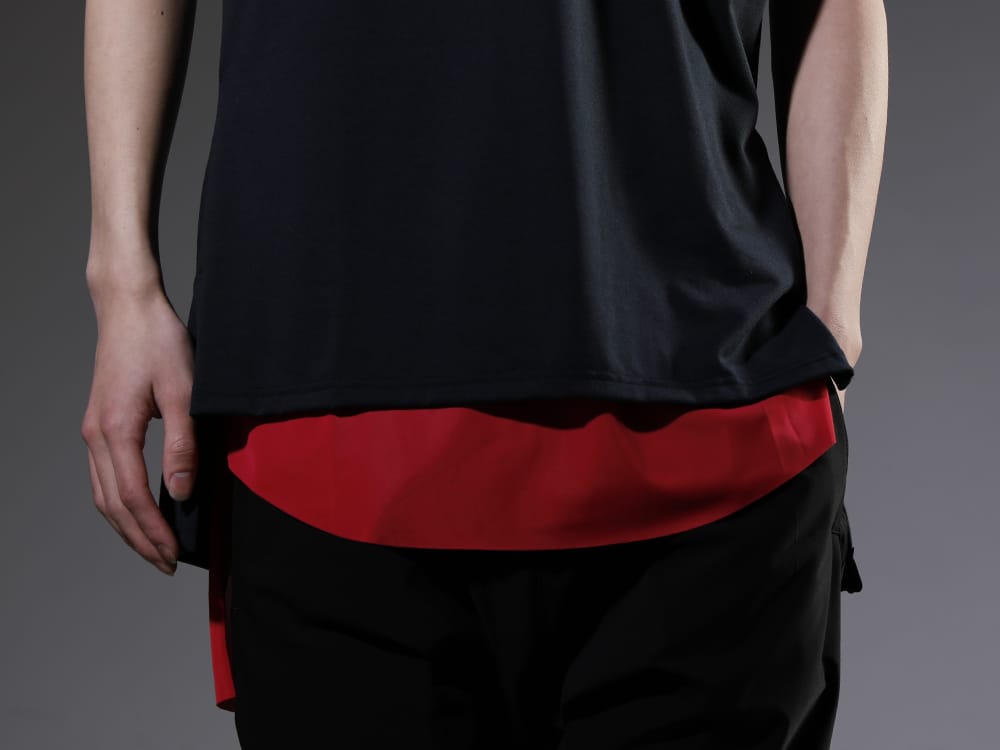 キリュウキリュウ 2023SS １枚の着用でレイヤード感を楽しんでいただけるカットソー - KP-HT33-056-Navy-Pink(Vネック レイヤード Tシャツ ネイビー&ピンク) - 2-013