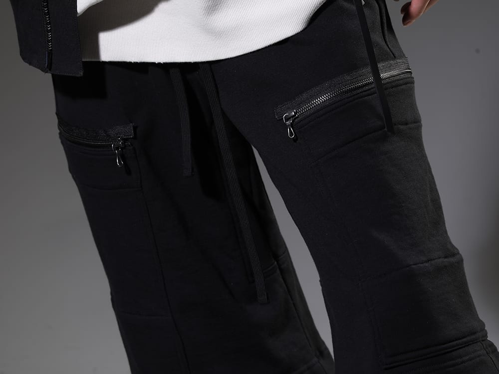 JULIUS 2023SS Short pants layered style with leggings - 819PAM9-black(Cotton Sweat Cargo Shorts Black) - 3-004