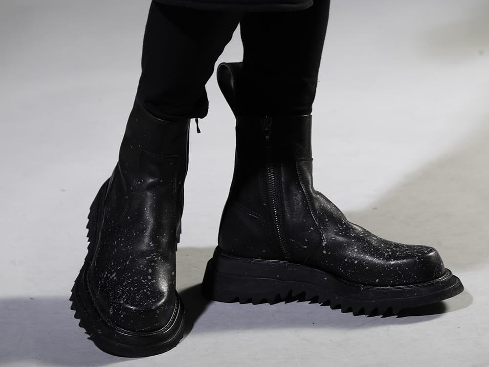 JULIUS 2023SS Short pants layered style with leggings - 807FWM2-P(Cow Skin Painted Side Zip Boots) - 3-006