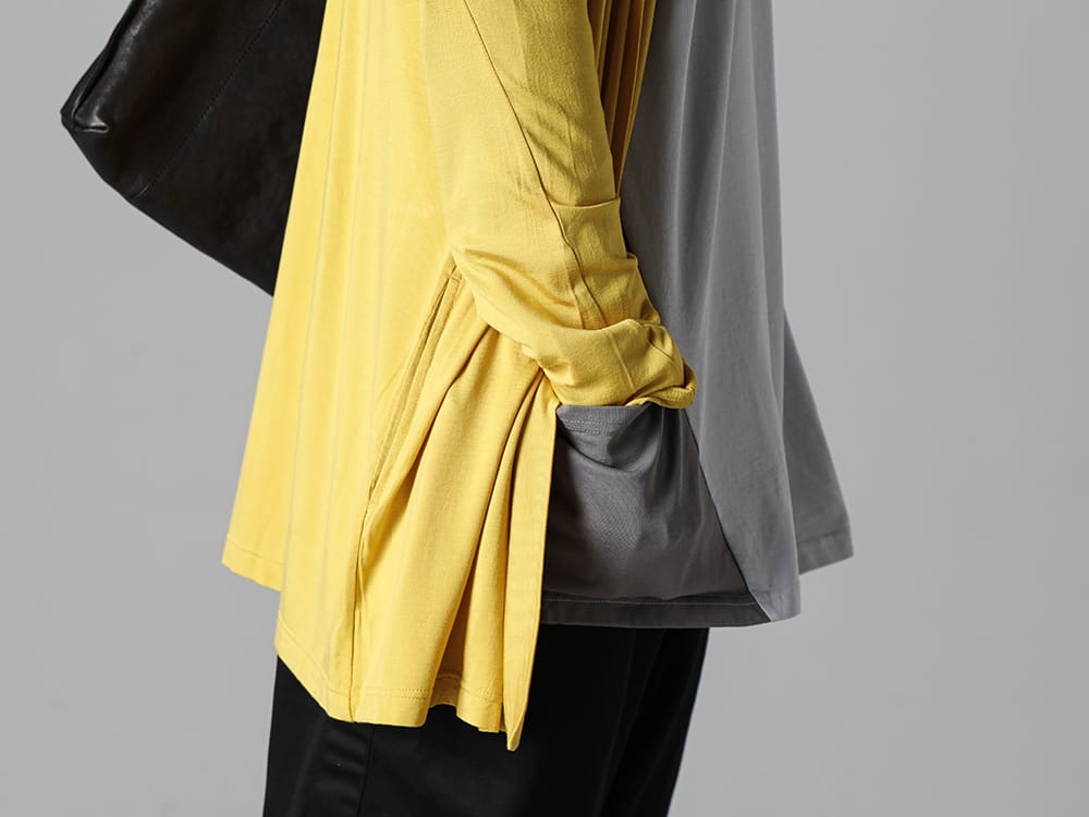 RIPVANWINKLE 2023SS A cardigan made of modal fabric with a silky touch that feels good  - RW-502-Mustard - Solid Jersey Carde Mustard - RW-500-L.Gray × Shark - Dolman L/S L.Gray × Shark 2-002