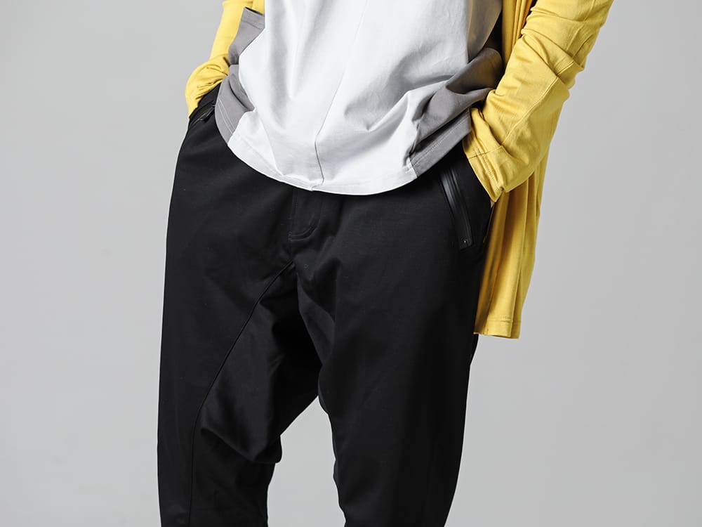 RIPVANWINKLE 2023SS Tighten bicolored dolman L / S with deep black line tornado pants. - RW-510 - Line Tornado Pans Black 3-002