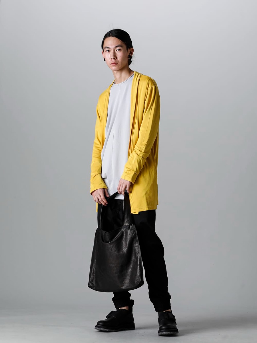 RIPVANWINKLE 2023SS Tighten bicolored dolman L / S with deep black line tornado pants. - RW-502-Mustard - Solid Jersey Carde Mustard - RW-500-L.Gray × Shark - Dolman L/S L.Gray × Shark - 183ABG14 - Leather shoulder bag 'simple' 2  4-001