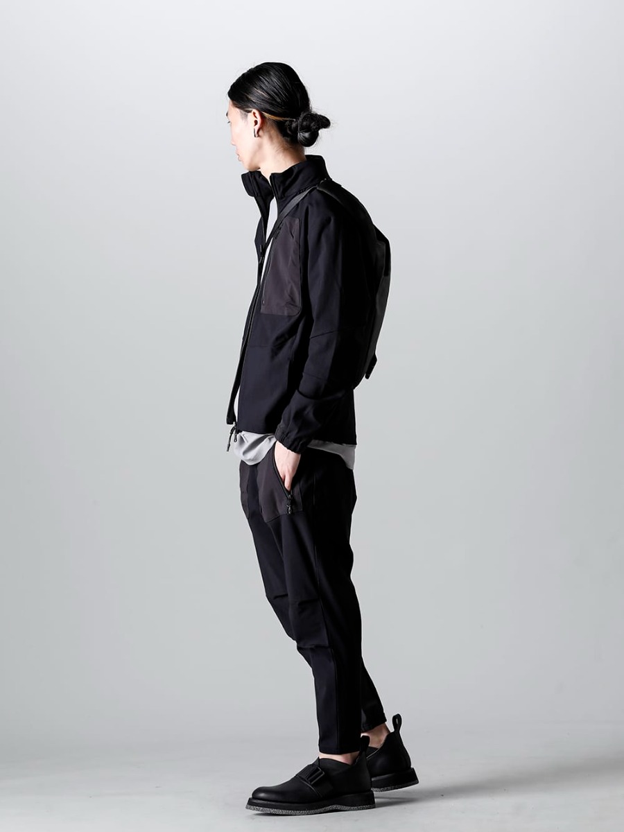 RIPVANWINKLE 2023SS Styling Setup styles with same material for tops, innerwear and pants. - RW-503-Black - Stand Hoodie Jacket Black - RW-511-Black - light sarouel jersey Black -  RW-520 - Tactical Derby Gore 1-002