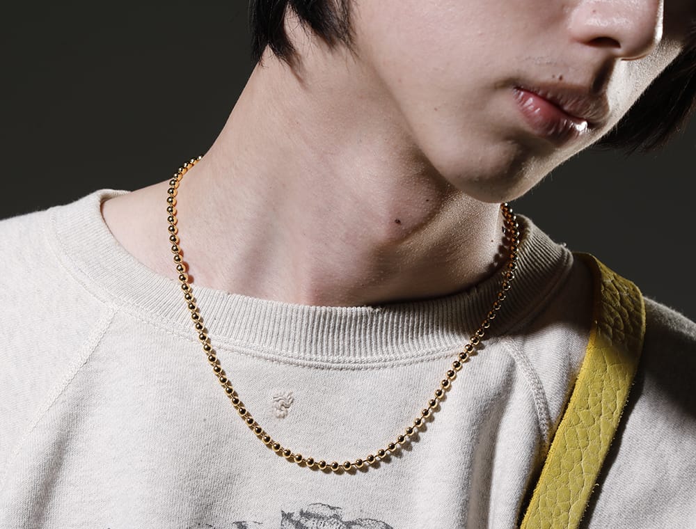 TAKAHIROMIYASHITATheSoloist. 2023SS This sweatshirt features plant pattern that has become a classic series - sa.0038SS23-Gold(sa.ball chain necklace. -S- regular Gold) - 2-007