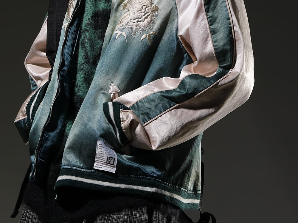 メゾン ミハラヤスヒロ / セントマイケル 2023SS 加工によって雰囲気を漂わせるスカジャン - J10BL051-Green(クラシックフェードスカジャン Green) SM-A22-0000-072(ボーン X レイズド × セントマイケル CLOWN ニット ブラック) - 2-005