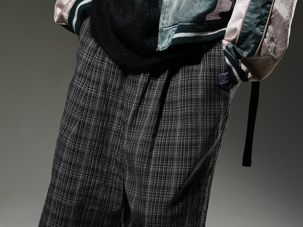 メゾン ミハラヤスヒロ 2023SS 春らしい軽さのあるチェックパンツ - A10PT034(ラップ-ウエスト カスリ チェック ショーツ) - 3-004