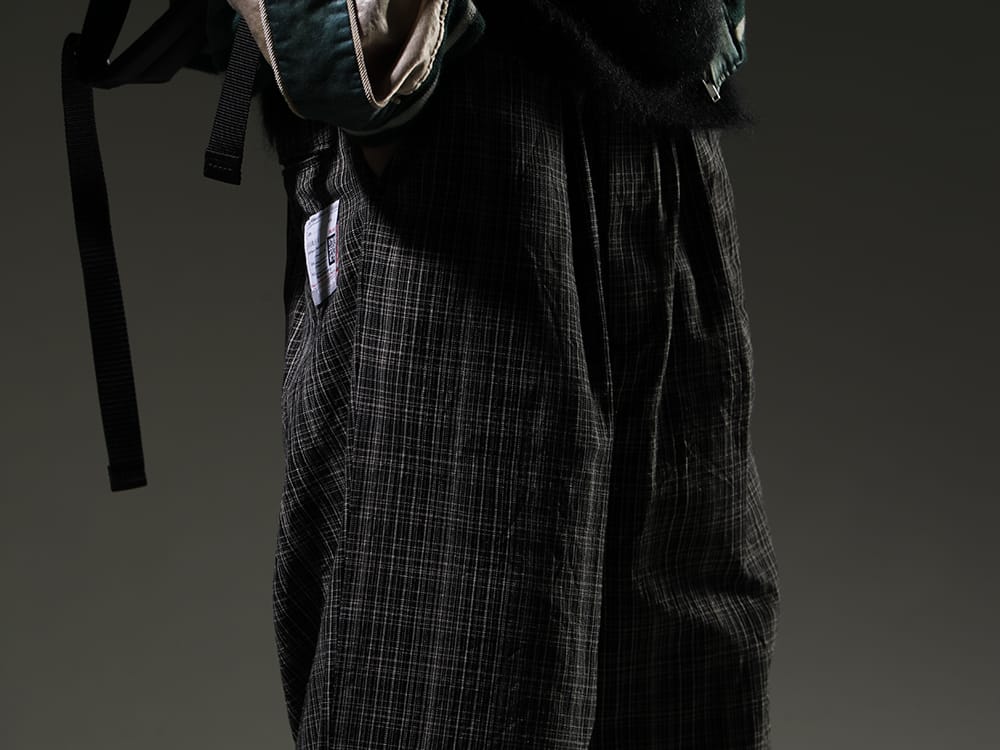 メゾン ミハラヤスヒロ 2023SS 春らしい軽さのあるチェックパンツ - A10PT034(ラップ-ウエスト カスリ チェック ショーツ) - 3-005