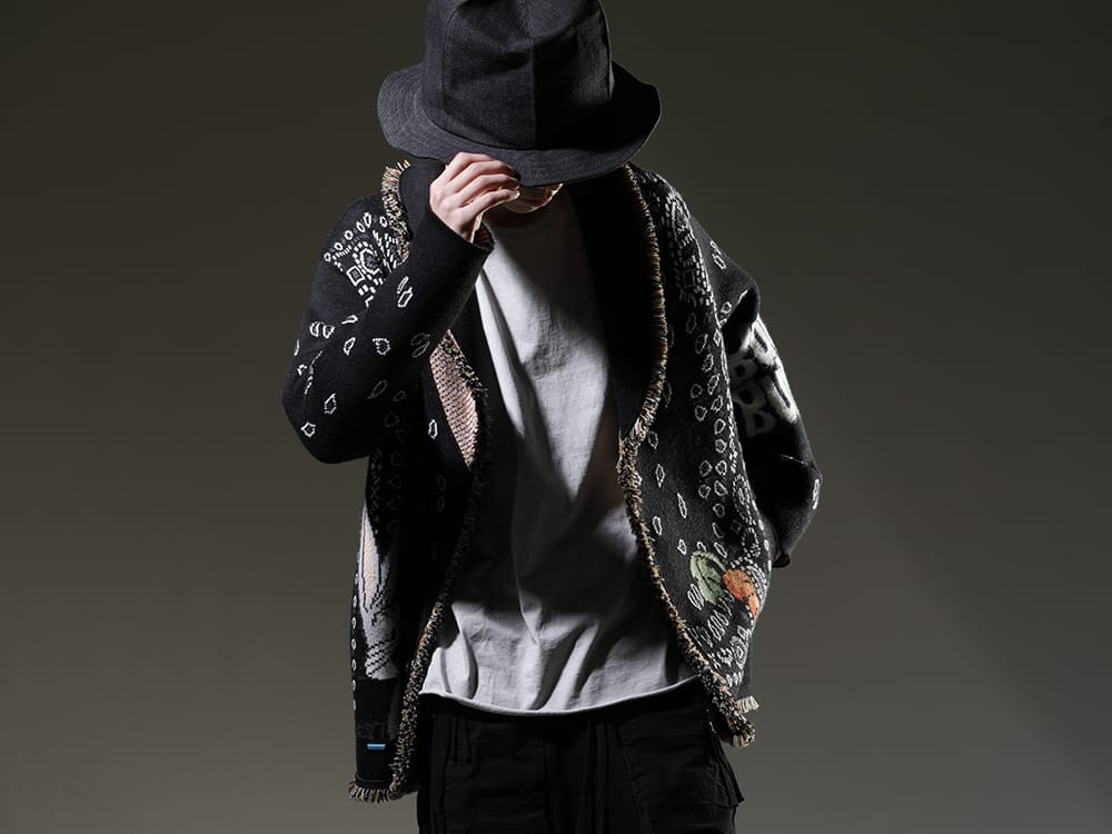 アラヌイ / 69 by アイザックセラム / ヌード:マサヒコマルヤマ 2023SS ブランドならではの最高級生地で作り上げたカーディガン - LMHS23-047(ルーニー・テューンズ × アラヌイ バッグス・バニー バンダナカーディガン) INTERSECTION-LT-Cold-Dye-Alu(インターセクション LT コールドダイ アル ジャージー) NU-1675-Black(オーバーサイズ ハット ブラック) - 2-001