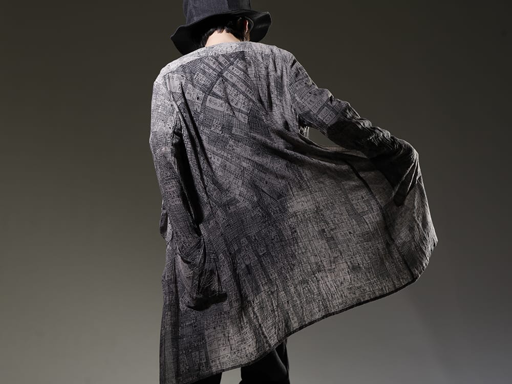 nude:masahiko maruyama 2023SS The DISTORTION3 line is released every spring and summer by nude:masahiko maruyama. - DS-224(Japanese Map Inkjet Print Long Shirt Coat) - 2-003