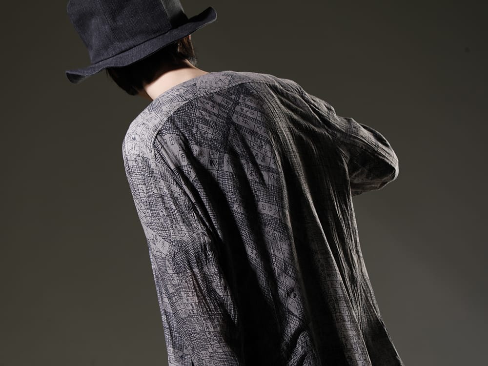 nude:masahiko maruyama 2023SS The DISTORTION3 line is released every spring and summer by nude:masahiko maruyama. - DS-224(Japanese Map Inkjet Print Long Shirt Coat) - 2-008