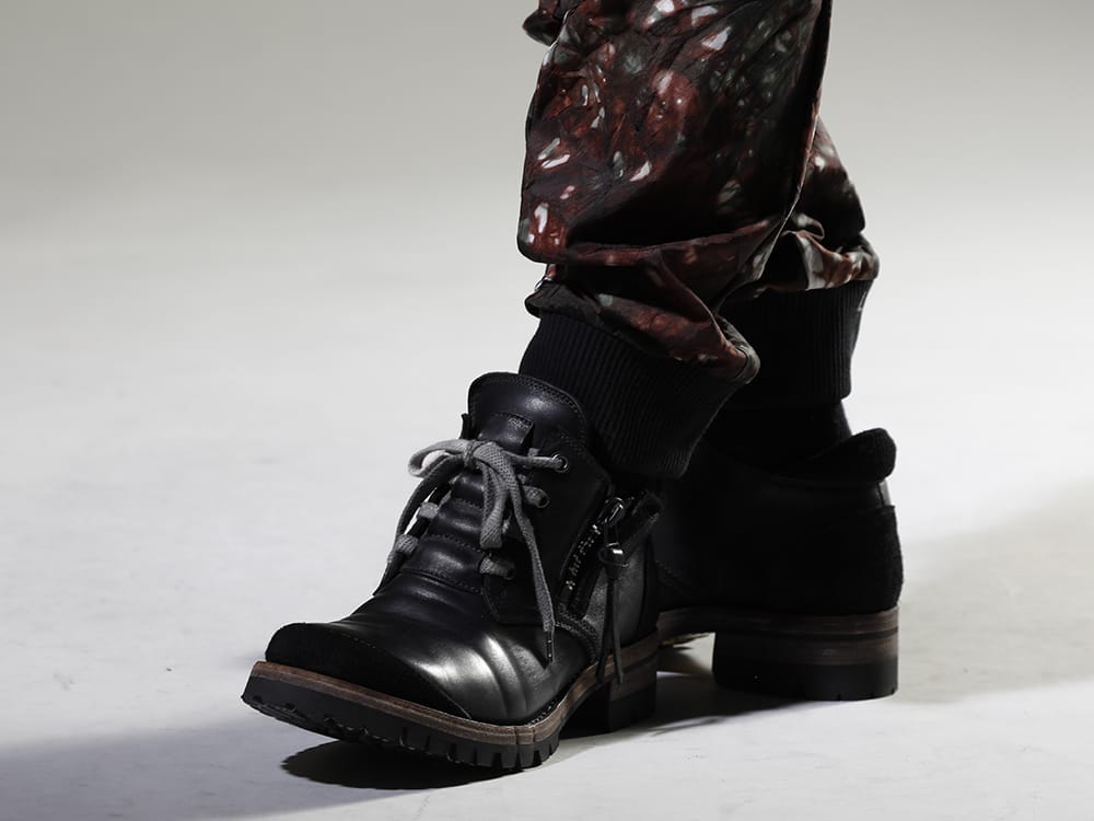 D .HYGEN 2023SS Water-repellent nylon that goes well with dyeing - ST109-0122A-Black(Horse Leather Lace Up Sneaker Boots Black) - 3-007