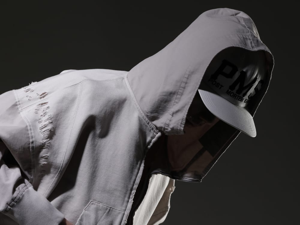 JULIUS / SAINT MICHAEL 2023SS - JULIUS hoodie with distinctive damaged finish. - 807CUM3-Plaster(Cotton Sweat Damaged Combo Hoodie Plaster) SM-S23-0000-072(PMS Cap) - 2-010