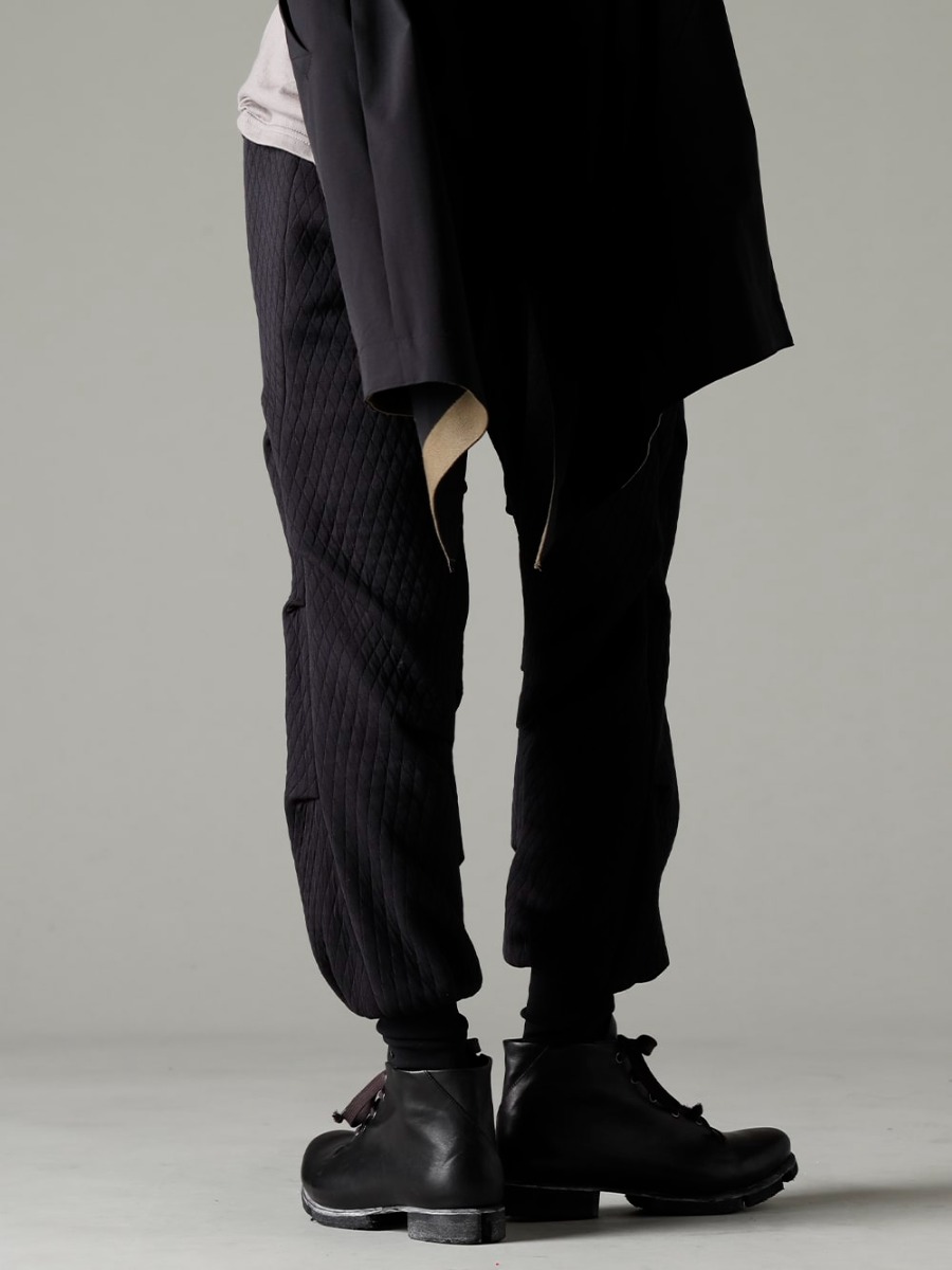 DEVOA(デヴォア) 23SS(春夏) レザーブーツとの組み合わせをおすすめしたいパンツ -  PTN-DKCJ ジョガーパンツ キルトコットン / ポリエステル FW-CSHS レザーブーツ GUIDI ホースレザー 3-003