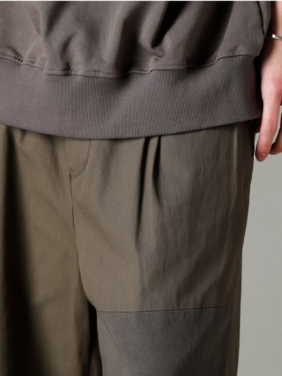 The Viridi-anne(ザ ヴィリジアン) 23SS(春夏) 渋みのある色合いや切りっぱなしの粗野な雰囲気も - VI-3569-04-Dark-olive フラグメント クロップド トラウザー ダーク オリーブ 3-004