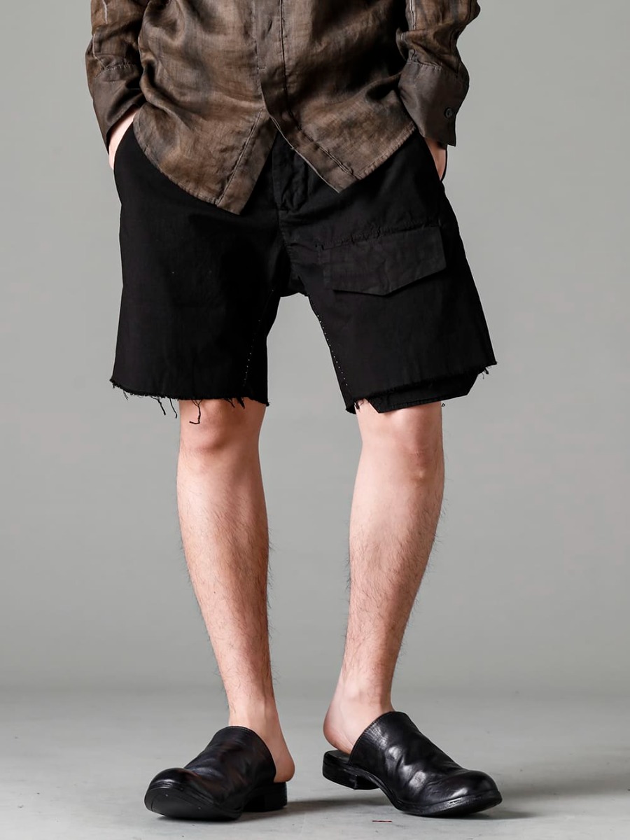 masnada(マスナダ) 23SS(春夏) M3033-Solid-Black ルーズポケットショーツ 3-005
