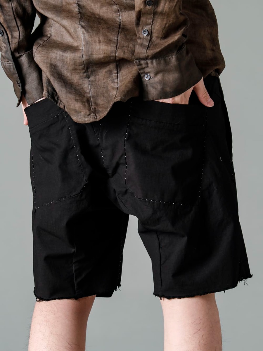 masnada(マスナダ) 23SS(春夏) M3033-Solid-Black ルーズポケットショーツ 3-004