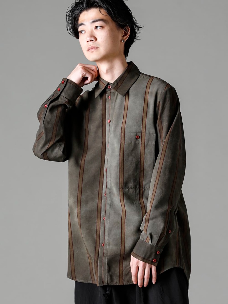 UMA WANG(ユマ ワン) 23SS(春夏) UM8506-Dark Green コリーコート UM1503 ボタンアップ シャツ UM3507-Black パジャマ パンツ  2-002