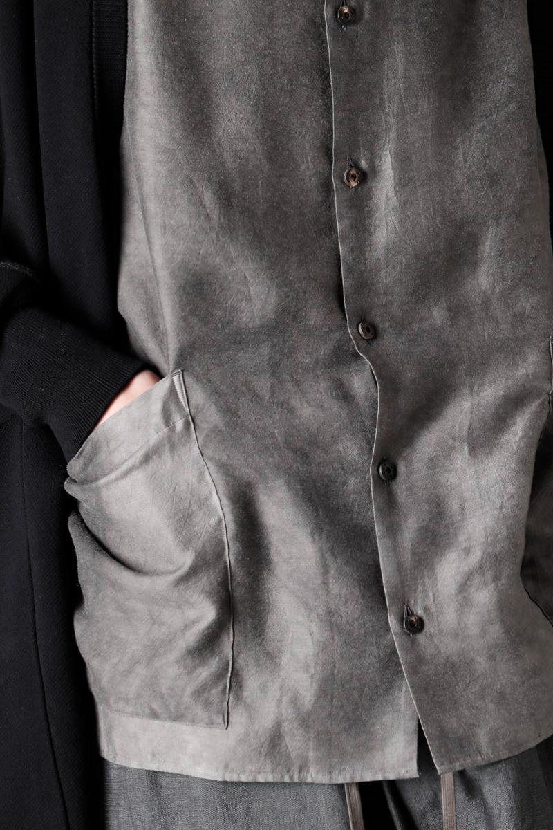 DEVOA 23SS a used look is dared on the supple fabric with a sense of punch.  - KTS-CMH-Black Cardigan Cotton Black SHN-MSLR Shirt Modal/silk 2-009