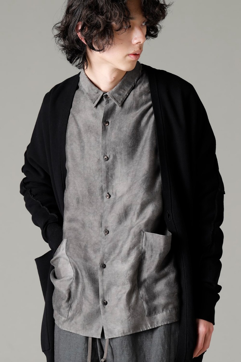 DEVOA 23SS a used look is dared on the supple fabric with a sense of punch.  - KTS-CMH-Black Cardigan Cotton Black SHN-MSLR Shirt Modal/silk 2-007