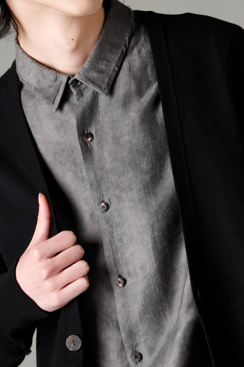 DEVOA 23SS a used look is dared on the supple fabric with a sense of punch.  - KTS-CMH-Black Cardigan Cotton Black SHN-MSLR Shirt Modal/silk 2-008