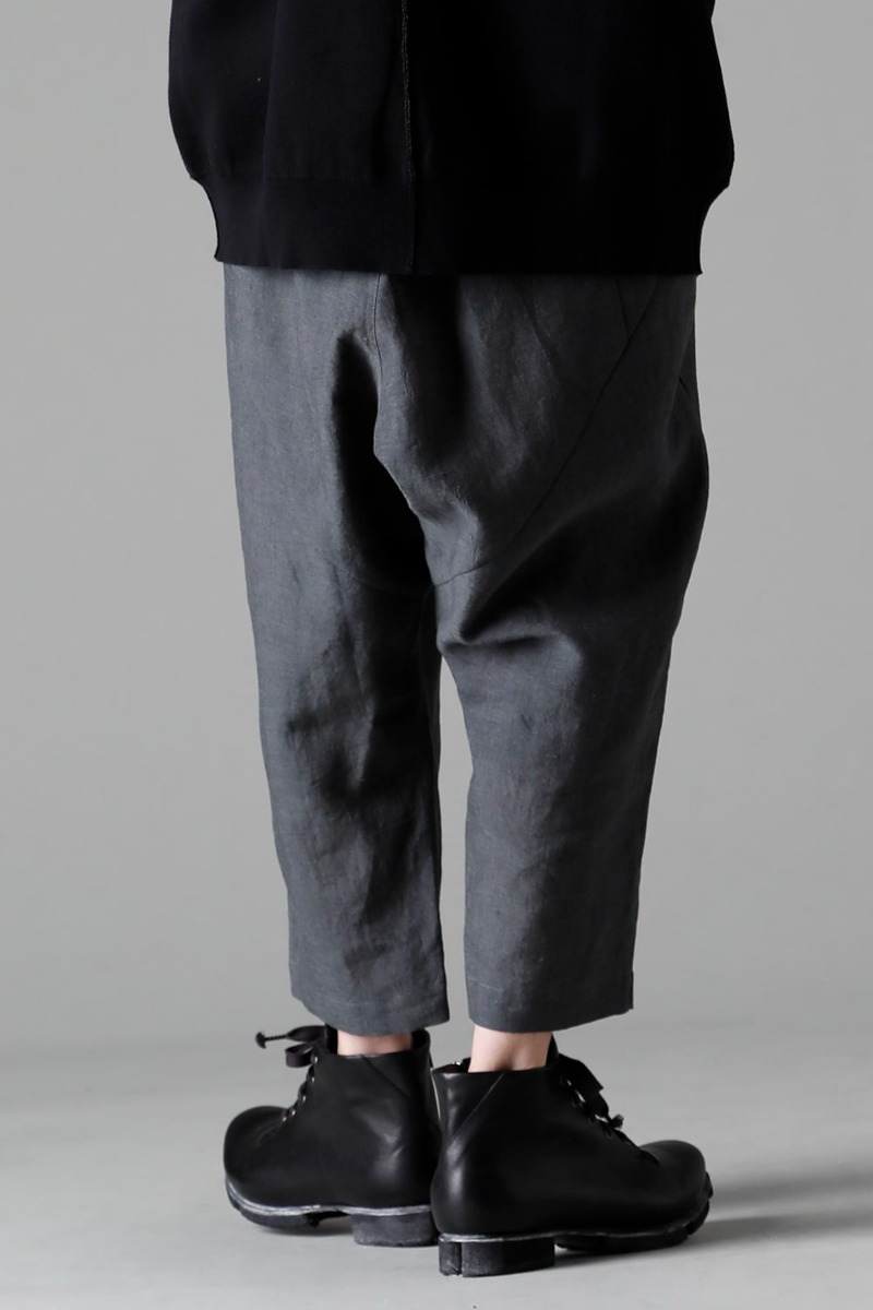 DEVOA 23SS add a cool nuance of gray to the key color blue. - PTN-BLKL-Blue-Gray Dropped Crotch Cropped Pants Linen Blue Gray FW-CSHS Leather boots GUIDI Horse leather 3-003