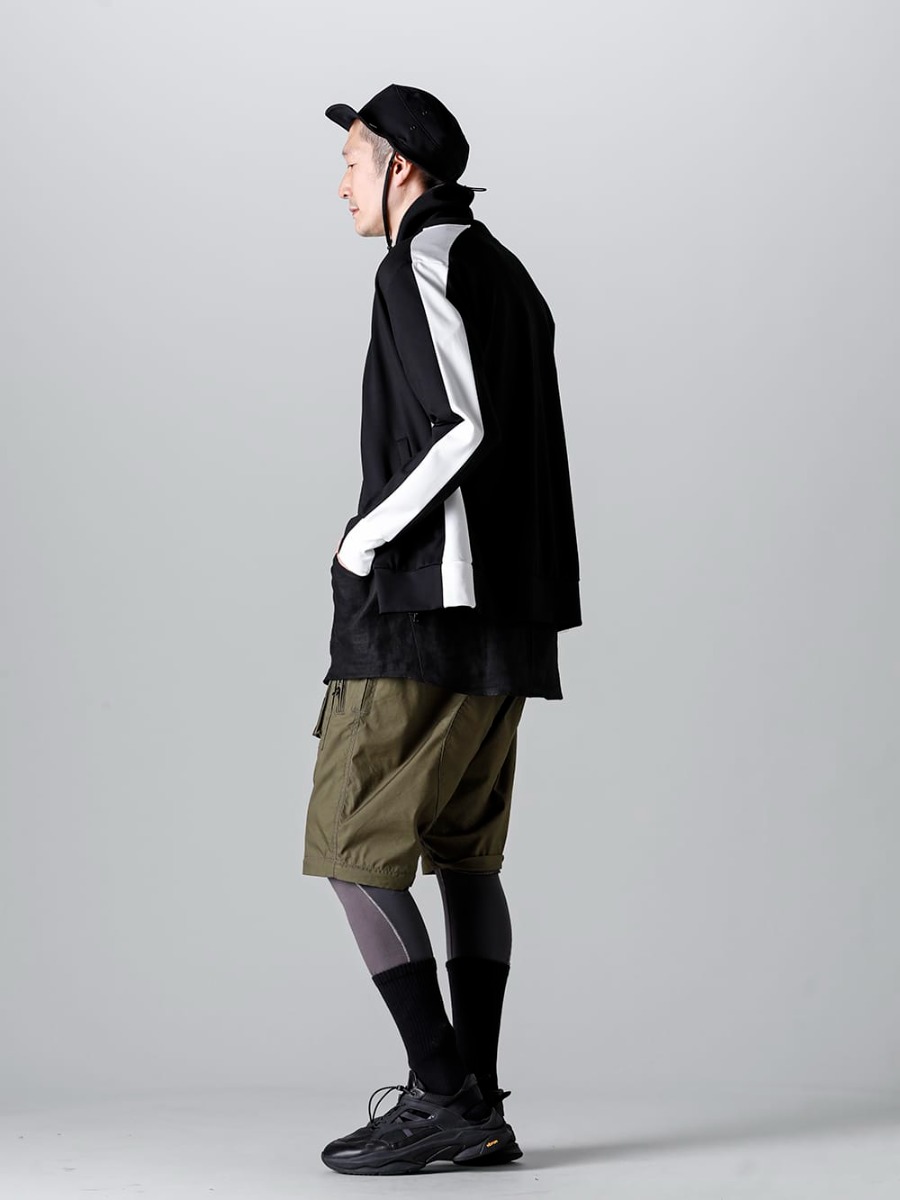 RIPVANWINKLE 2023SS Styling Parachute Pants Style with White Line on Black Based Jersey - RW-526 - Line Track Jersey - RW-529 - Solid Shirts T - RW-509-Khaki - Parachute Pants Khaki 1-002