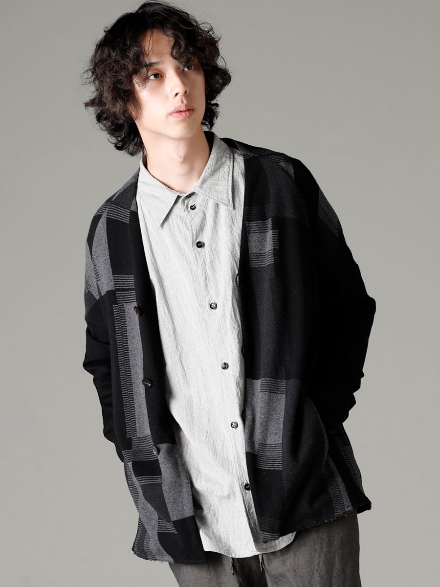 DEVOA 23SS Contrast through simple items - JKN-JQSC Jacket silk / cotton jacquard - center seam shirt center seam shirt 3-001