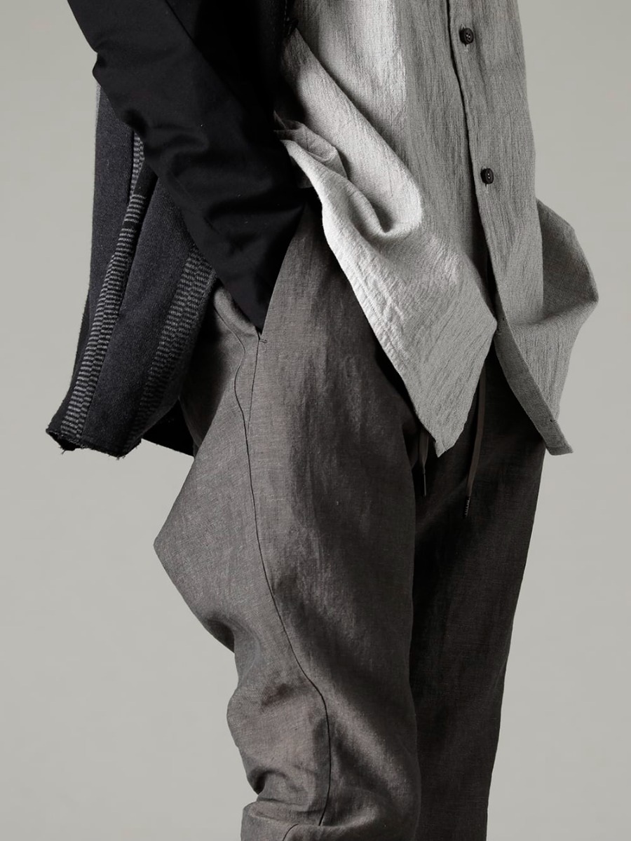 DEVOA 23SS Contrast through simple items - center seam shirt center seam shirt - PTI-BLES-Steel-Gray Slim pants Linen Steel Gray 3-004