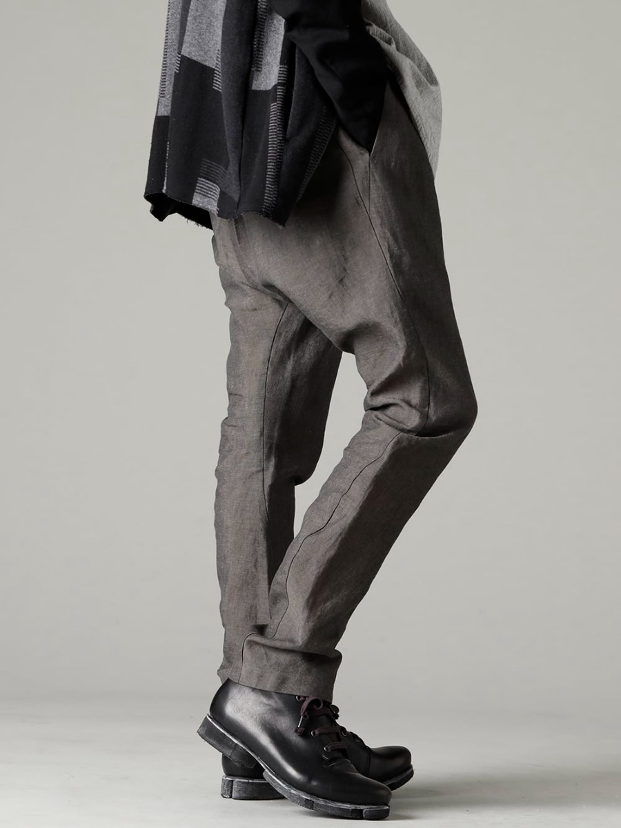 DEVOA 23SS Contrast through simple items - PTI-BLES-Steel-Gray Slim pants Linen Steel Gray - FW-CSHS Leather Boots GUIDI Horse Leather 3-005